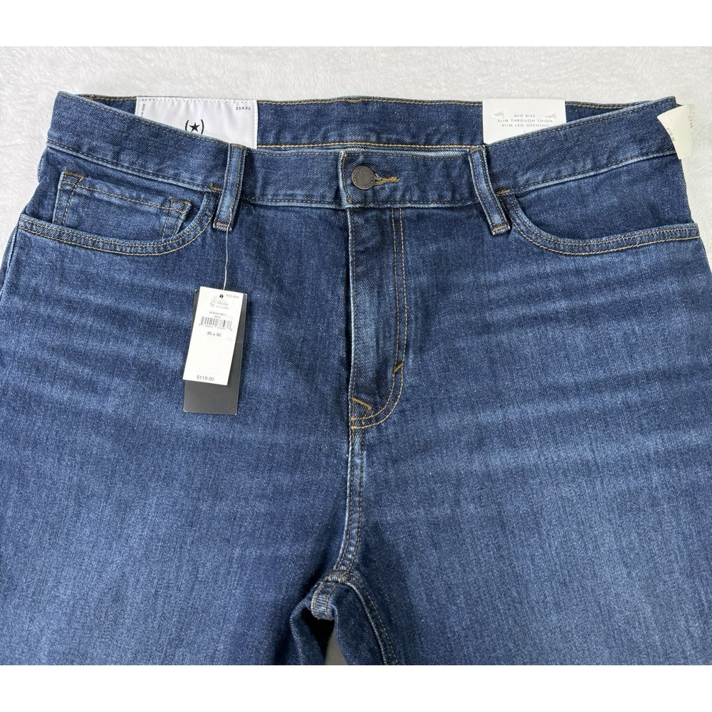 Banana Republic Jeans Mens 35x32 Blue Denim Organic Cotton Slim Straight Fit NWT